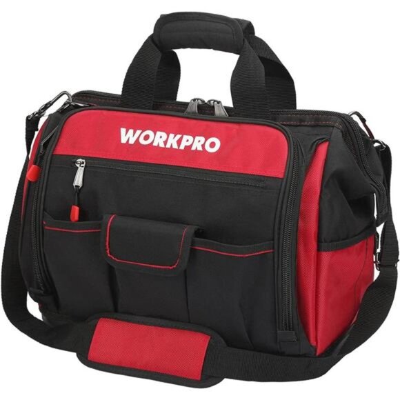 16" Top Wide Mouth Tool Bag with Water Proof Rubber Base, Multi-Compartment, 46 - Picture 1 of 7